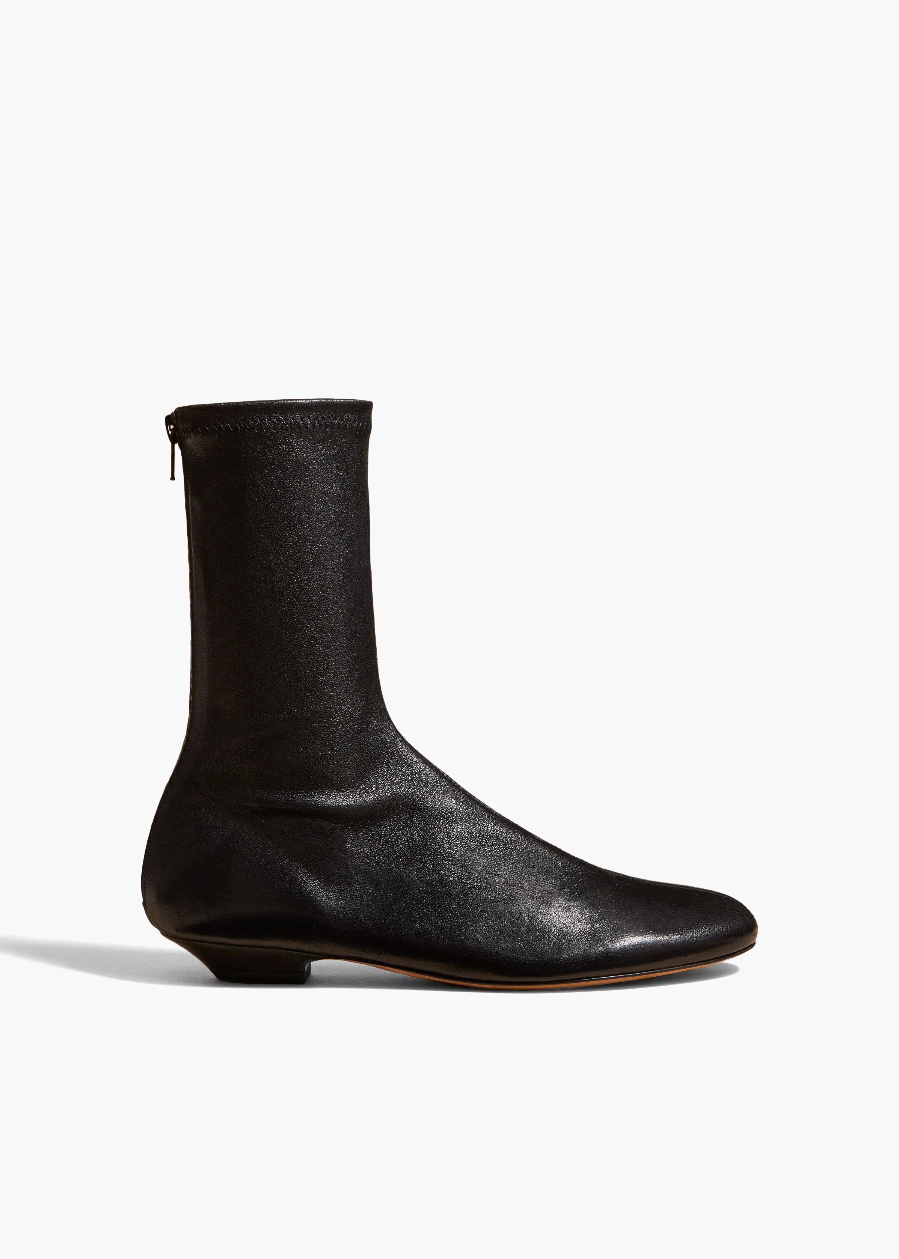 Khaite, Apollo Flat Ankle Boot in Black Leather