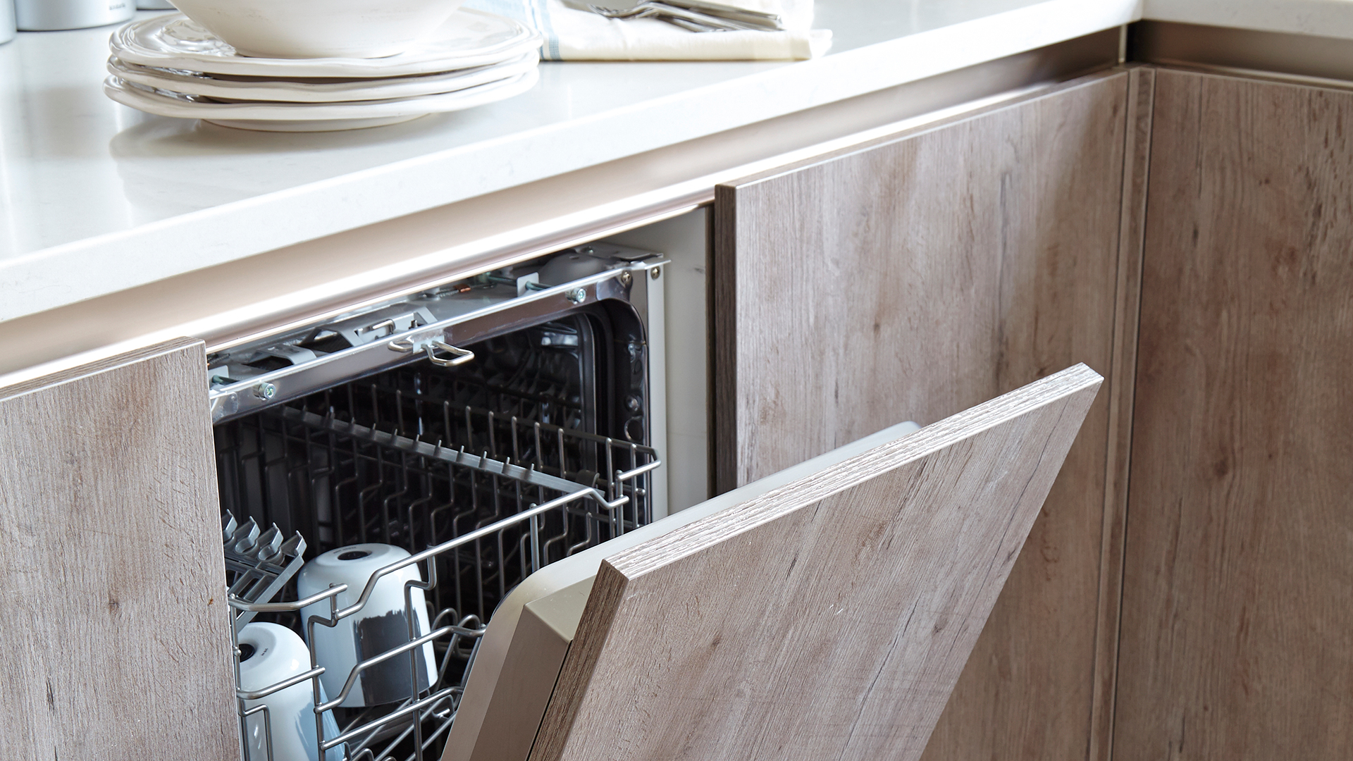 Lime wood Kitchen with in-built dishwasher