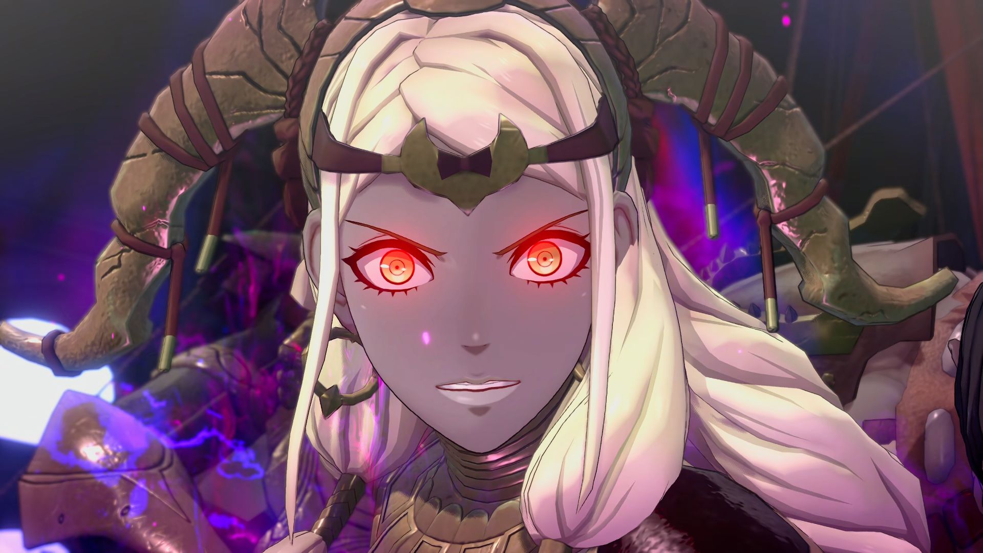 Theodora en un arranque de furia en Fire Emblem: Fortune's Weave