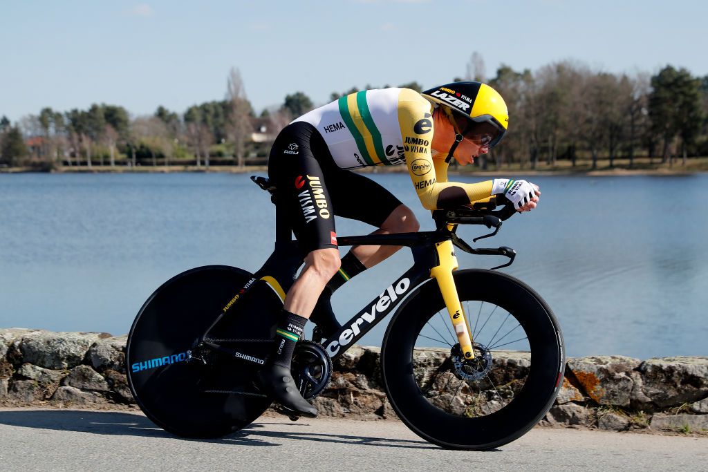 MONTLUCON FRANCE MARCH 09 Rohan Dennis of Australia and Team Jumbo Visma sprints during 80th Paris Nice 2022 Stage 4 a 134km individual time trial from Domrat to Montluon ParisNice WorldTour on March 09 2022 in Montlucon France Photo by Bas CzerwinskiGetty Images