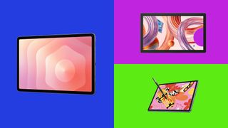 Drawing tablets on coloured backgrounds