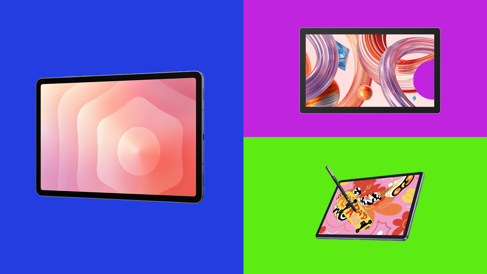 Drawing tablets on coloured backgrounds