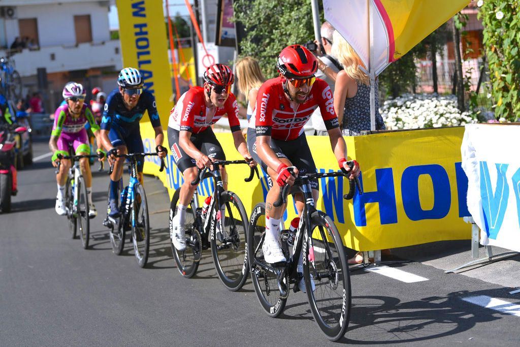 NAPOLI, ITALY - MAY 14: Thomas De Gendt of Belgium and Team Lotto Soudal competes in the breakaway during the 105th Giro d'Italia 2022, Stage 8 a 153km stage from Napoli to Napoli / #Giro / #WorldTour / on May 14, 2022 in Napoli, Italy. (Photo by Tim de Waele/Getty Images)