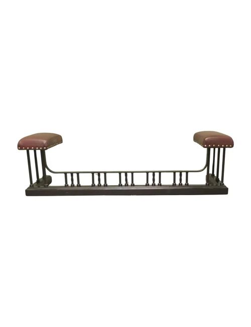 Art Deco Heavy Iron and Tan Leather Club Fender This is an attractive piece