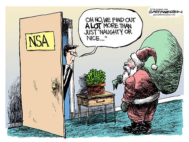 Political cartoon NSA Santa