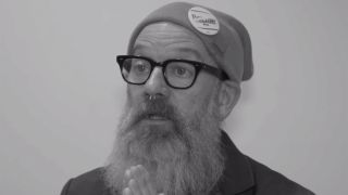 A still of Michael Stipe from the David Bowie tribute video