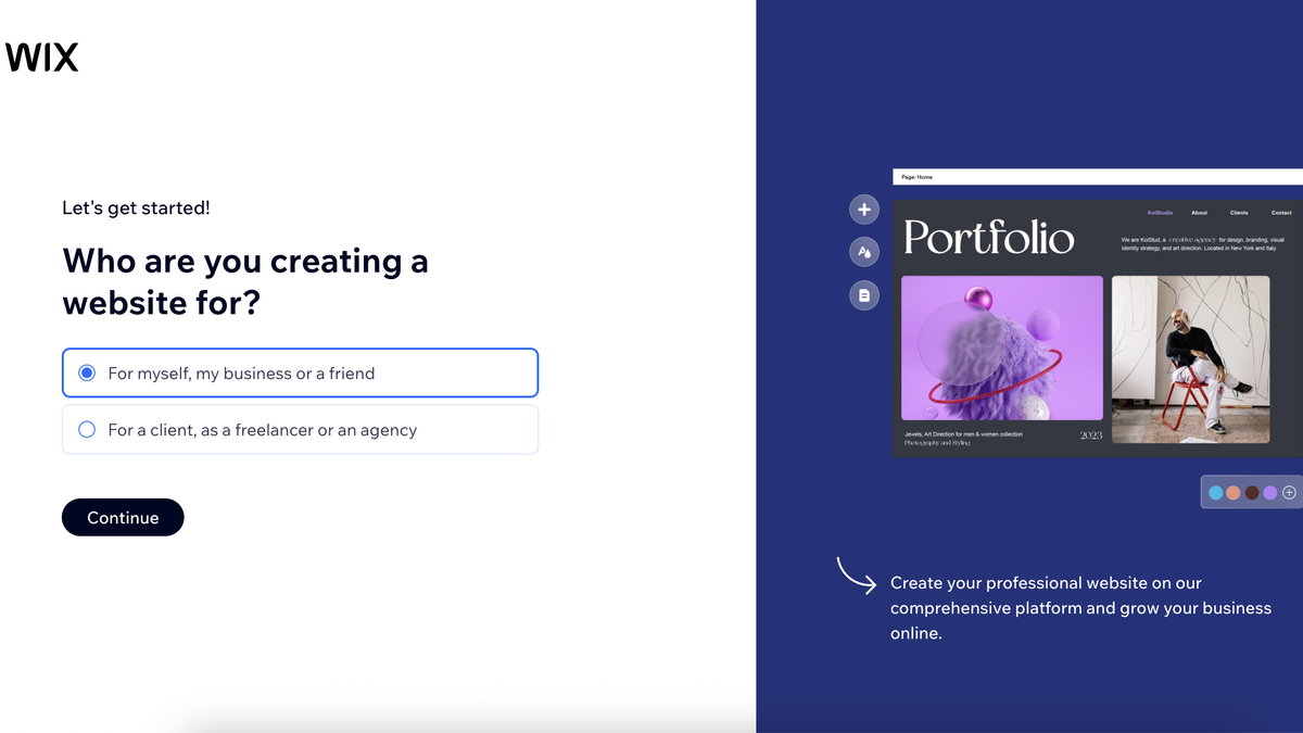 Screenshot of Wix setup process