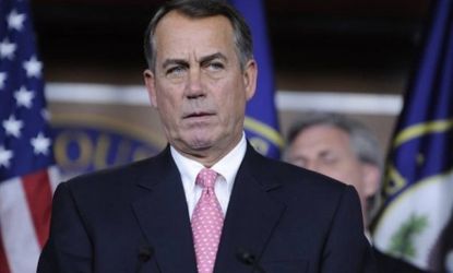 House Speaker John Boehner in August 2011 after Congress reached a bipartisan deal on the debt-limit: Boehner seems to want to rehash that ordeal come December to satisfy his Tea Party consti