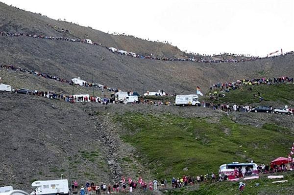 Thousands of fans lined the road up the Galibier.