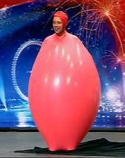 Simon Cousins' human balloon act was odd but the panel liked it