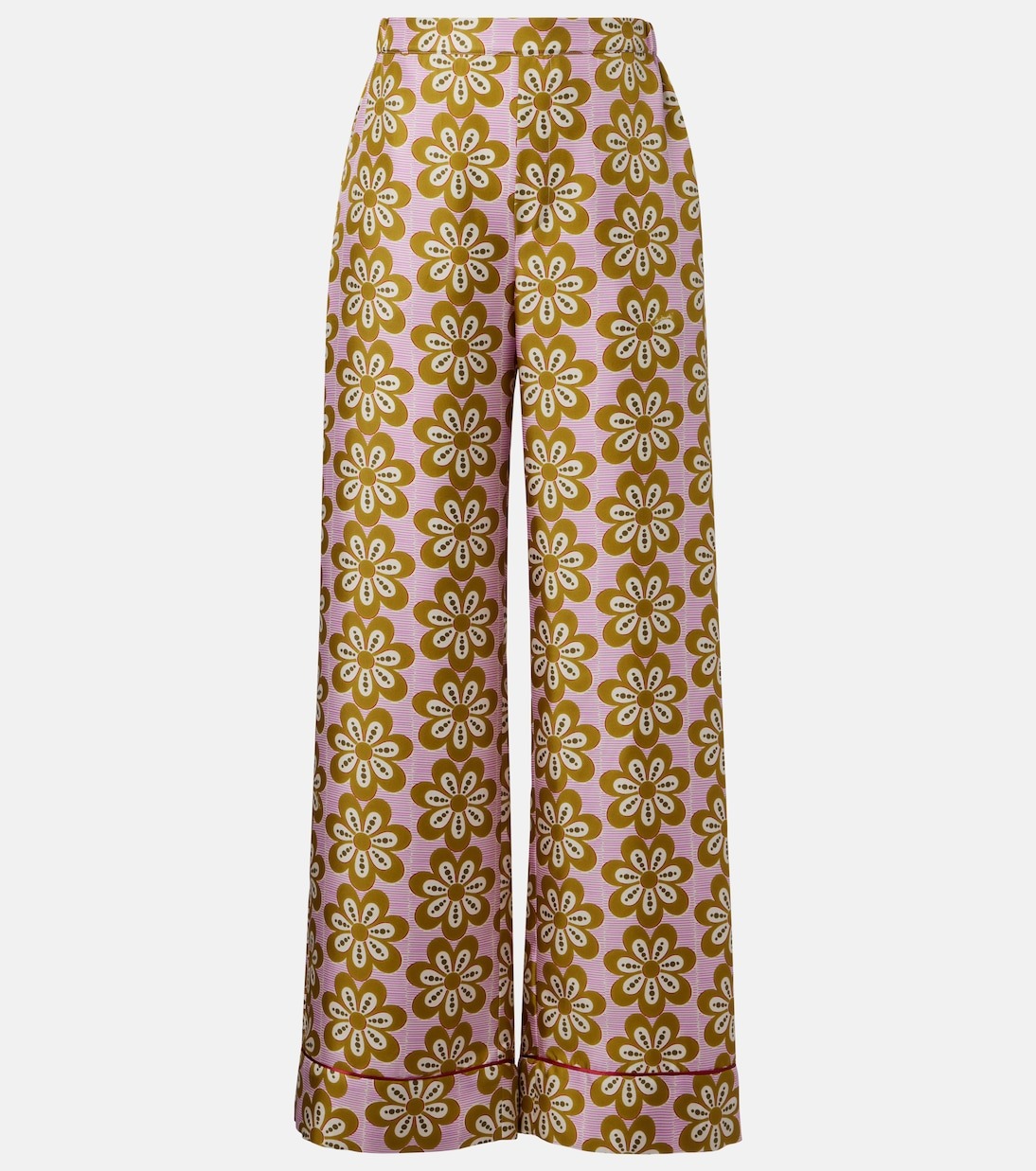 La DoubleJ Floral Silk Twill Pajama Pants