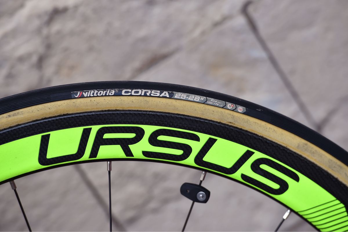 Ursus wheel and Vittoria Corsa tyre combo for Pozzato