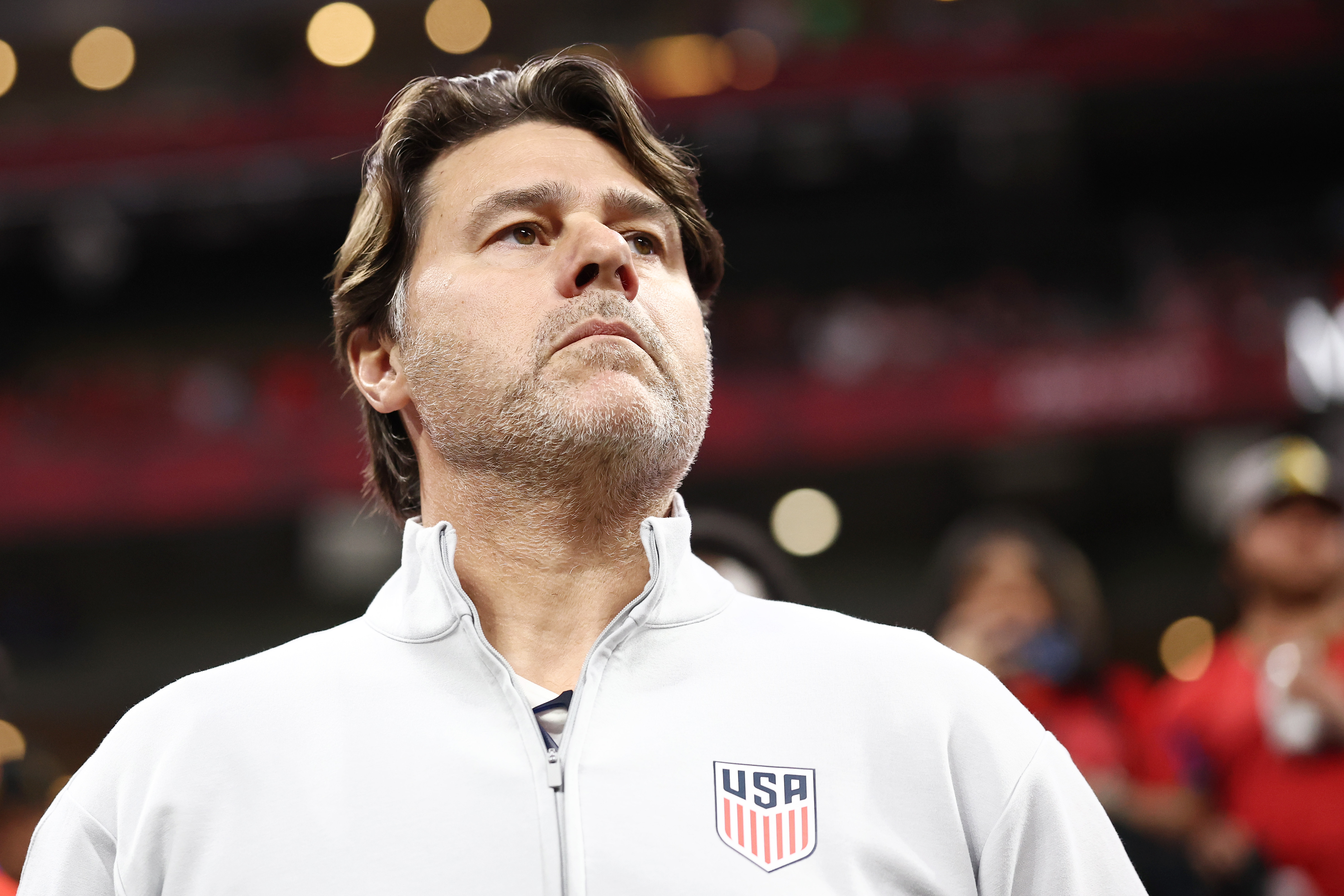 Head coach Mauricio Pochettino of the United States looks on during the International Friendly match between United States and Portugal at Mercedes-Benz Stadium