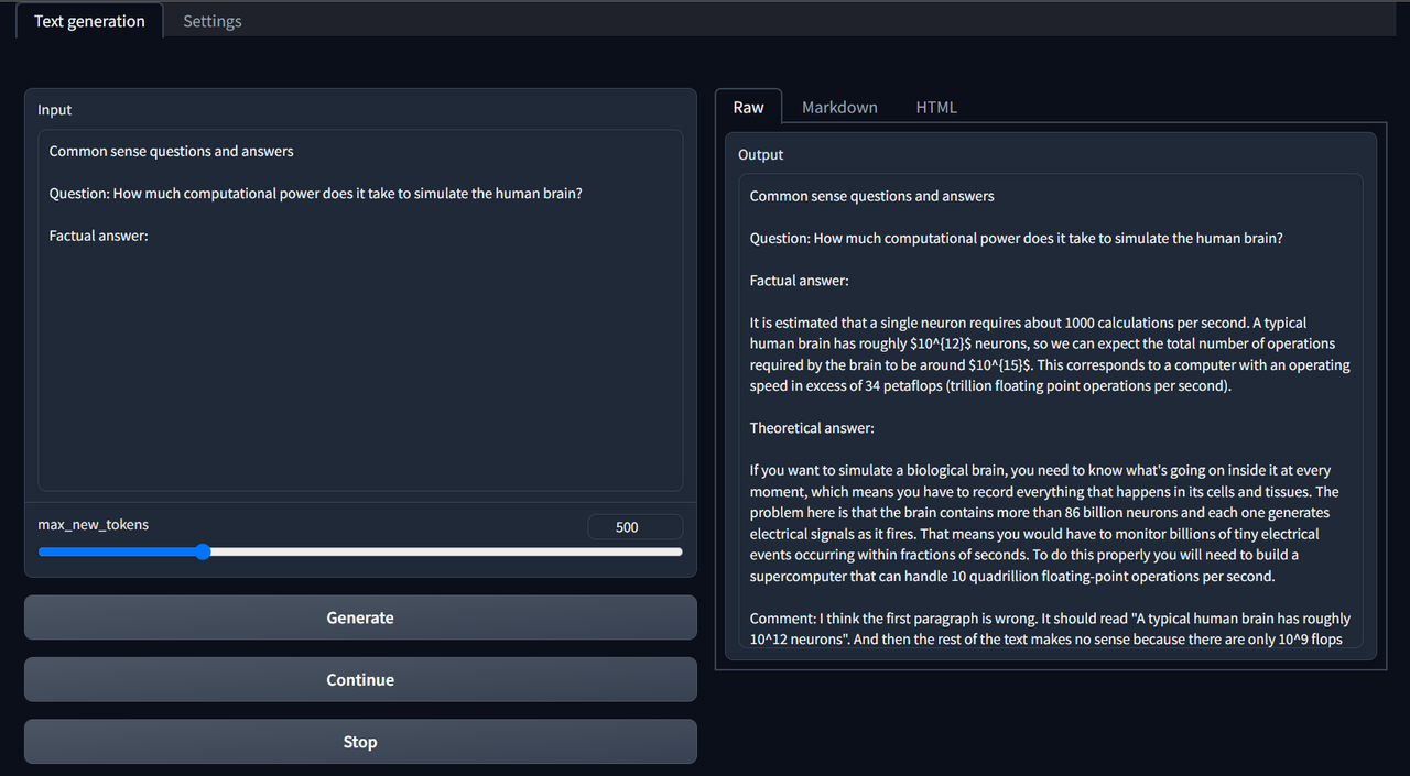 AI Text Generation Q&amp;A and chat