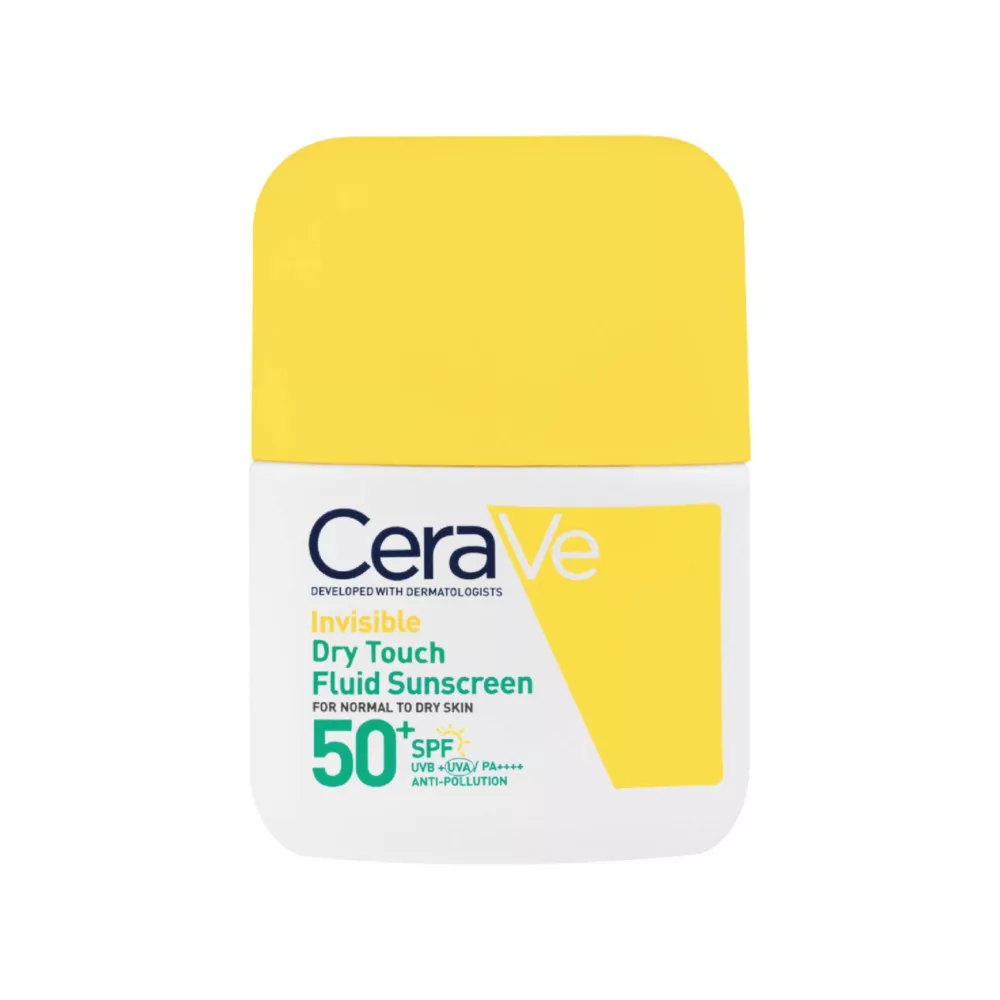 Cerave Invisible Dry Touch Fluid Sunscreen Spf50 for Normal to Oily Skin With 3 Essential Ceramides 50ml