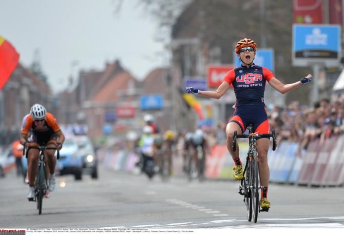 Lauren Hall wins the 2014 Gent-Wevelgem Women's race
