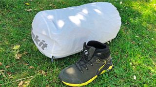 The Alpkit Pipedream 400 sleeping bag in expansion sack