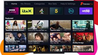 The Freeview Play app open on a TV 