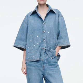 Flat lat image of denim shirt 