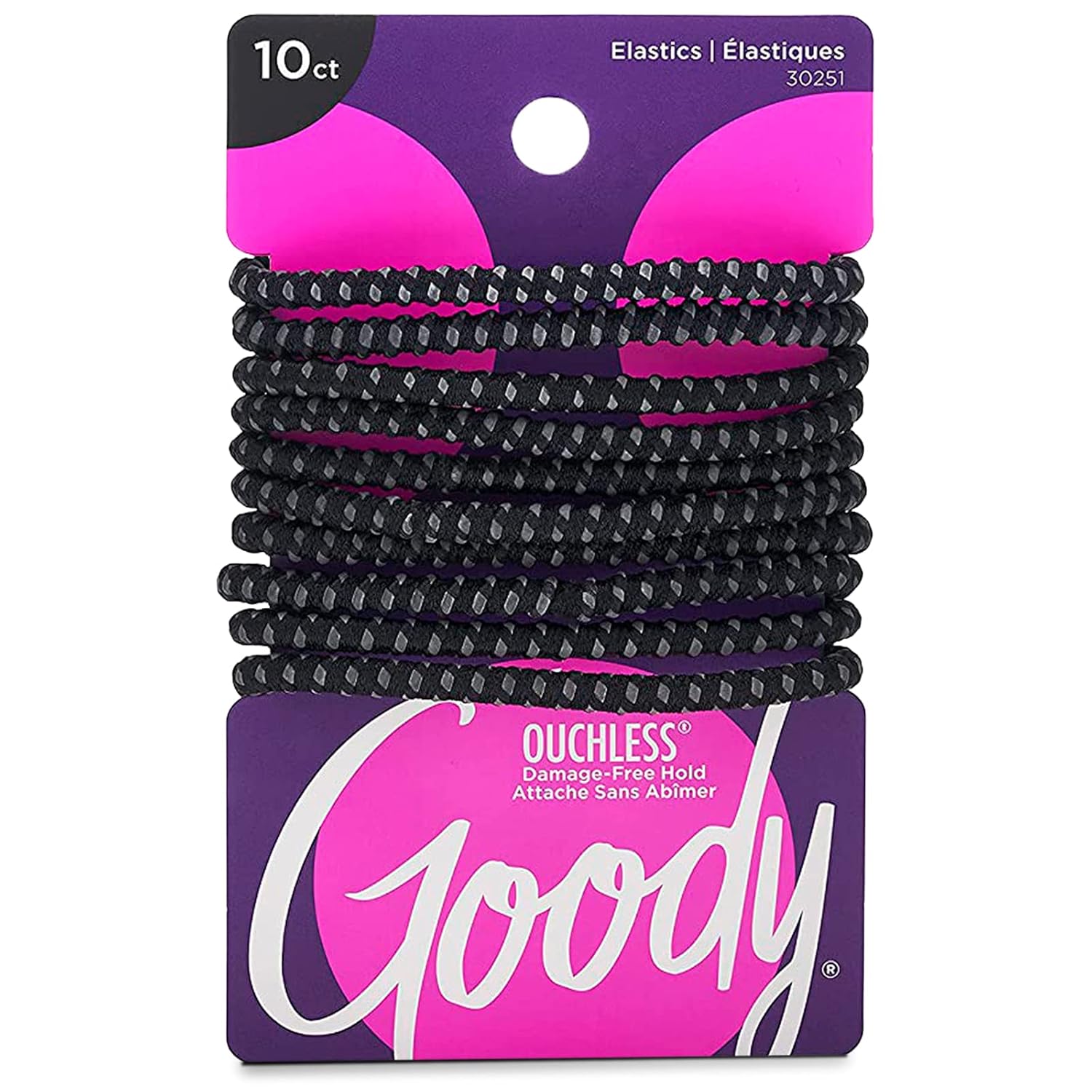 Goody Ouchless No Slip Hair Ties, 10 Ct, Black, 4mm Rubber Bands, Slideproof, Pain-Free Styling Accessories for Women &amp;amp; Men, Made for Long-Lasting Braids, Ponytails &amp;amp; More, All Hair Types