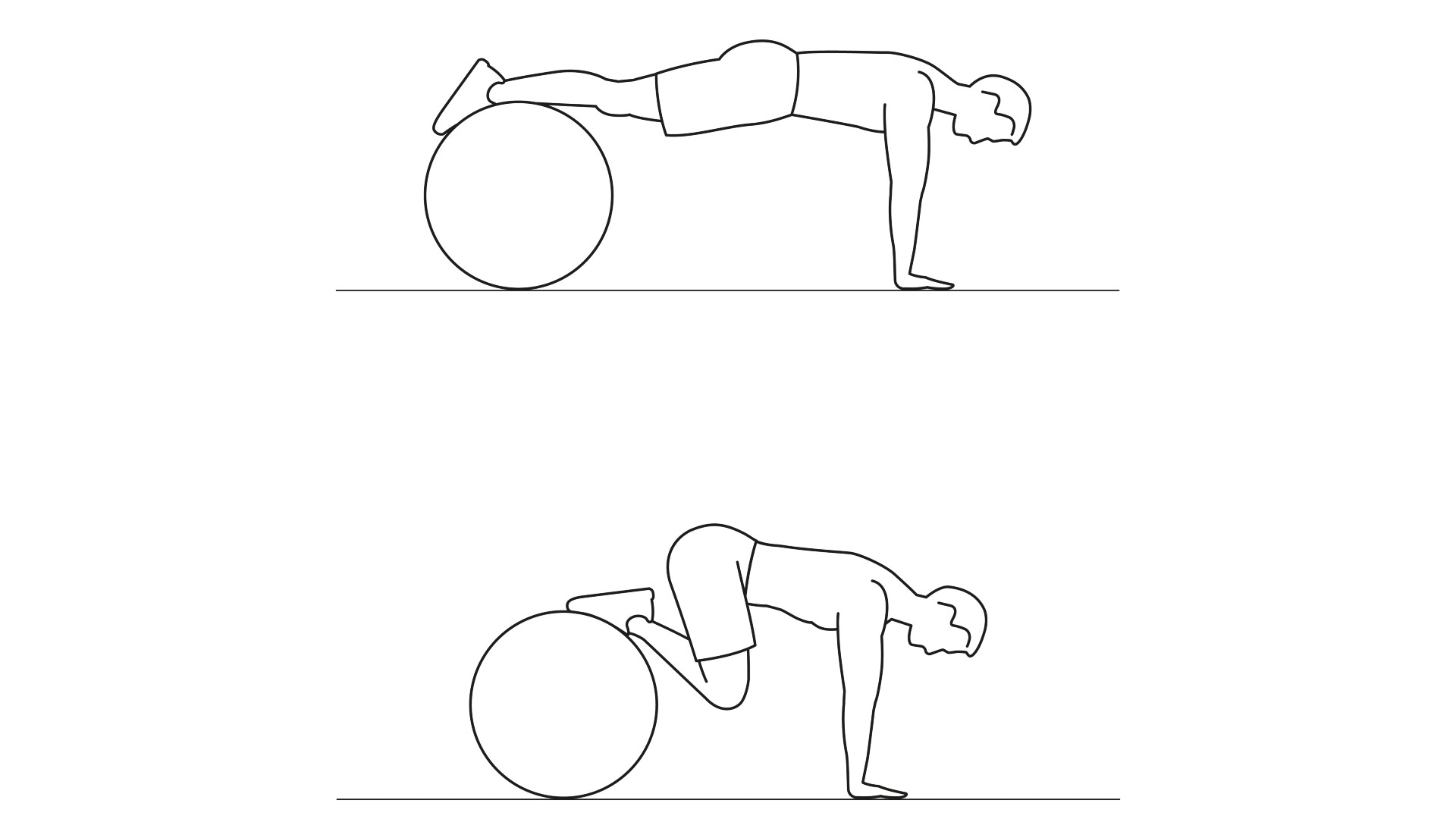Vector man performing a stability ball knee tuck against white backdrop