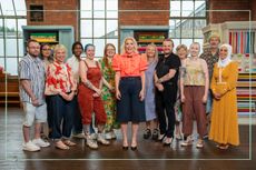 Sarah Pascoe and The Great British Sewing Bee contestants