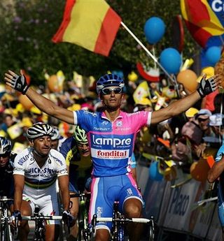 Daniele Bennati (Lampre) gets consolation in a stage win after being denied selection for the Italian Worlds team