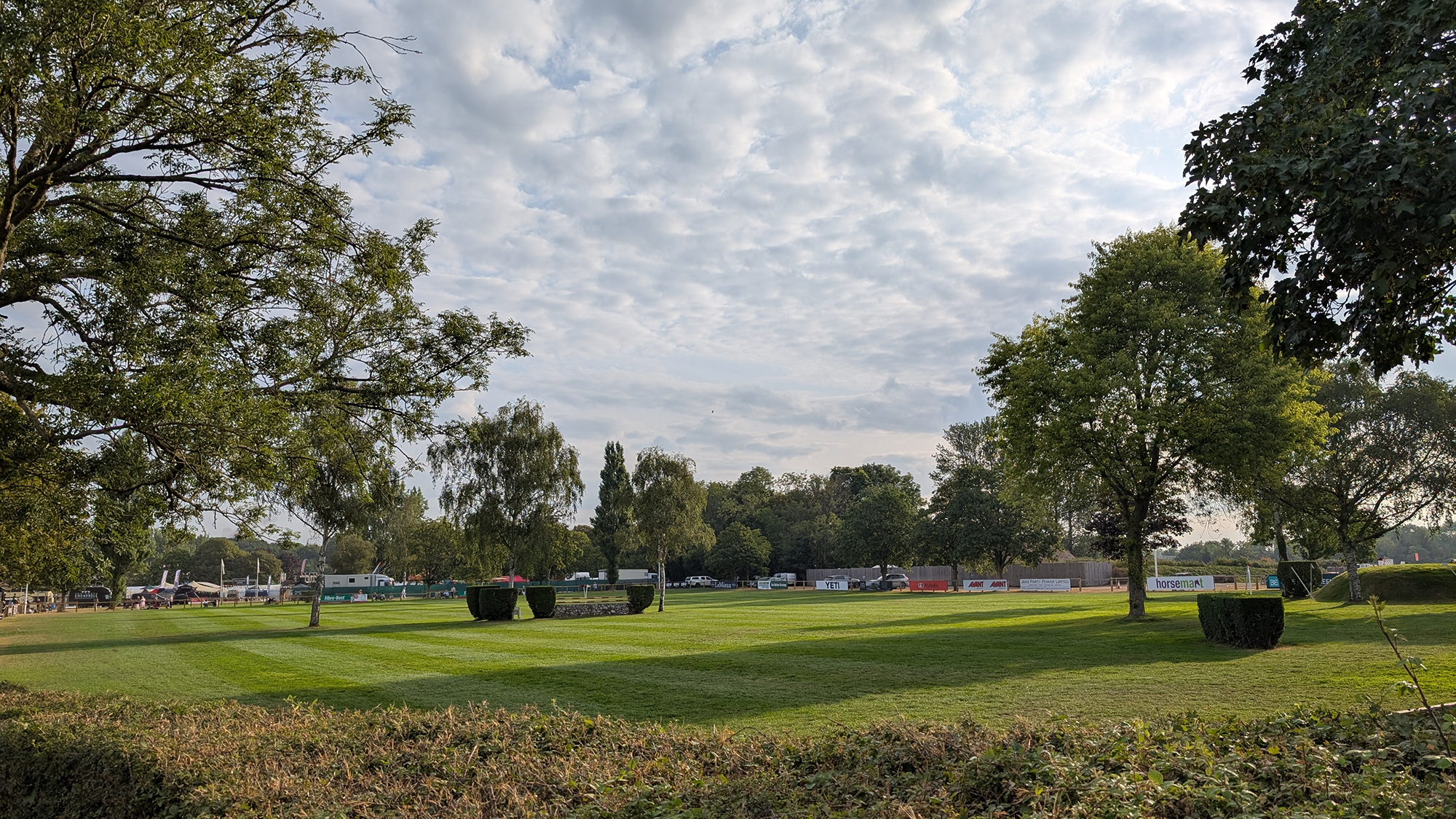 Looking across one of the grass showing rings at Hickstead