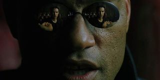 Laurence Fishburne as Morpheus , with Keanu Reeves' Neo Matrix