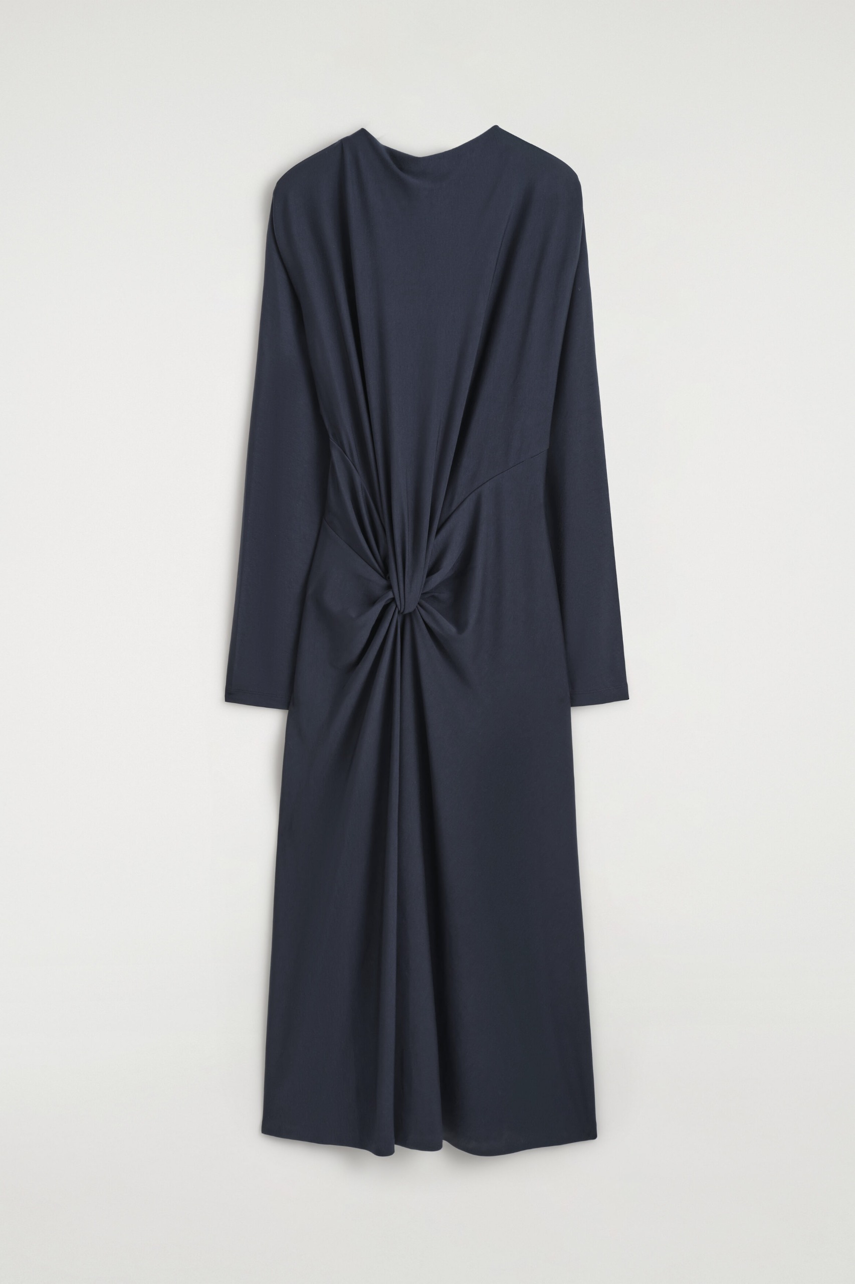 Draped Twist-Detail Midi Dress