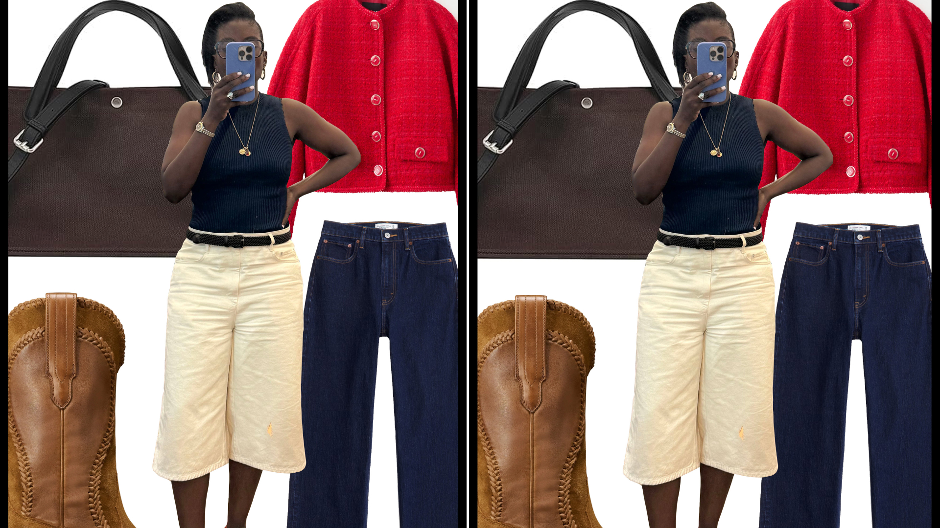 collage of Nikki Ogunnaike's favorite fall trends for Self Checkout