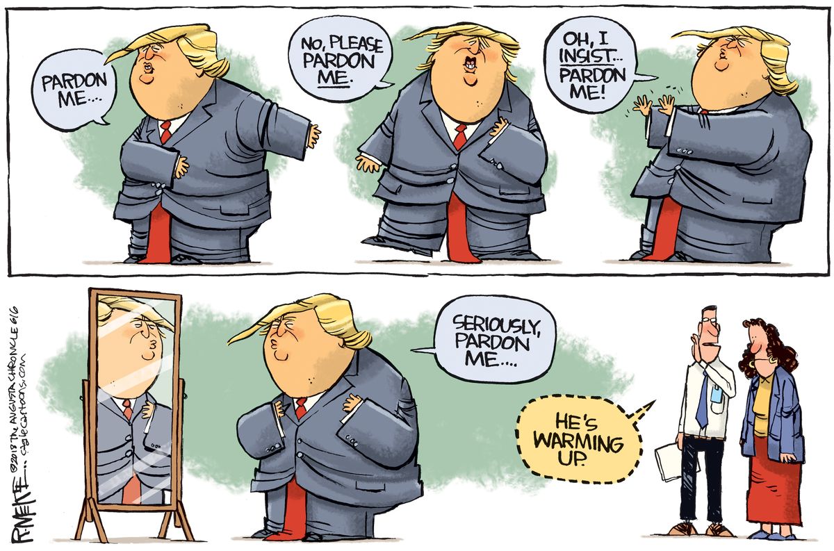 Political Cartoon U.s. Trump Pardon Powers Mueller Russia Investigation 