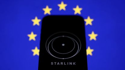 The Starlink logo overlayed on the EU logo