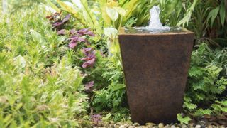 A water feature in a garden