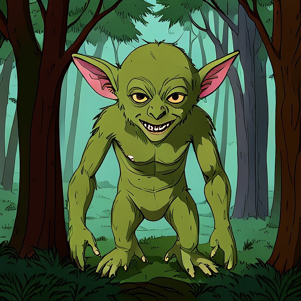 Creepy Goblins hiding in a forest generated by Image Playground