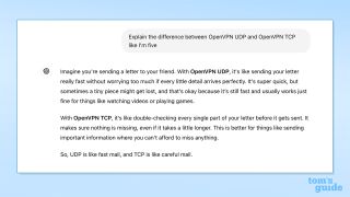 ChatGPT explaining OpenVPN UDP vs OpenVPN TCP