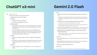 o3-mini vs Gemini 2.0 Flash screenshot