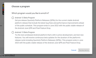 Android 13 beta program enroll