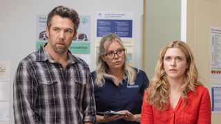L-R: Patrick Brammall as Gordon and Harriet Dyer as Ashley in Colin From Accounts