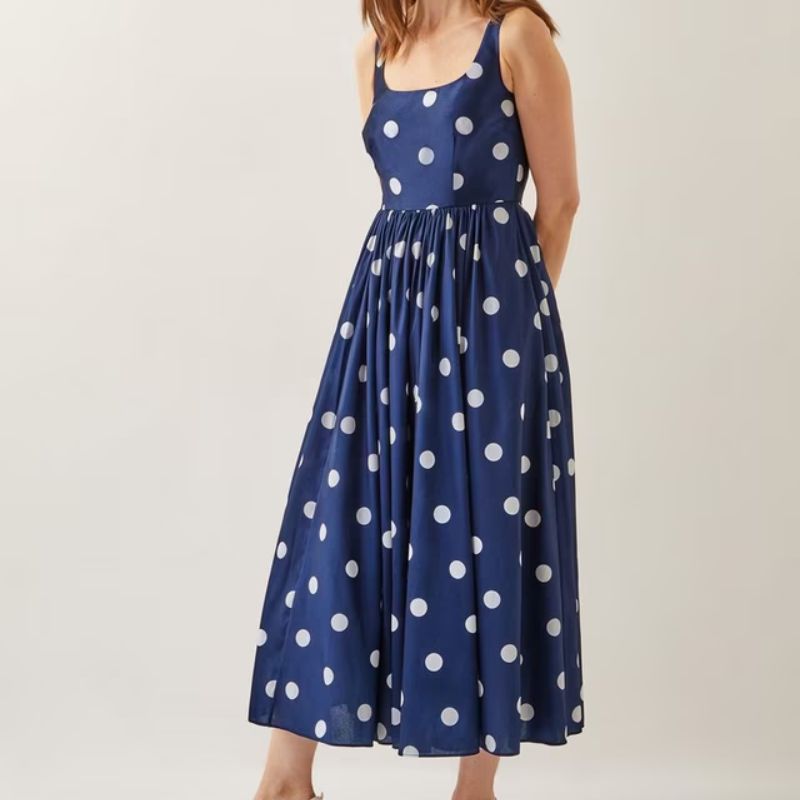 Monsoon, Sicily Polka Dot Sleeveless Midi Dress