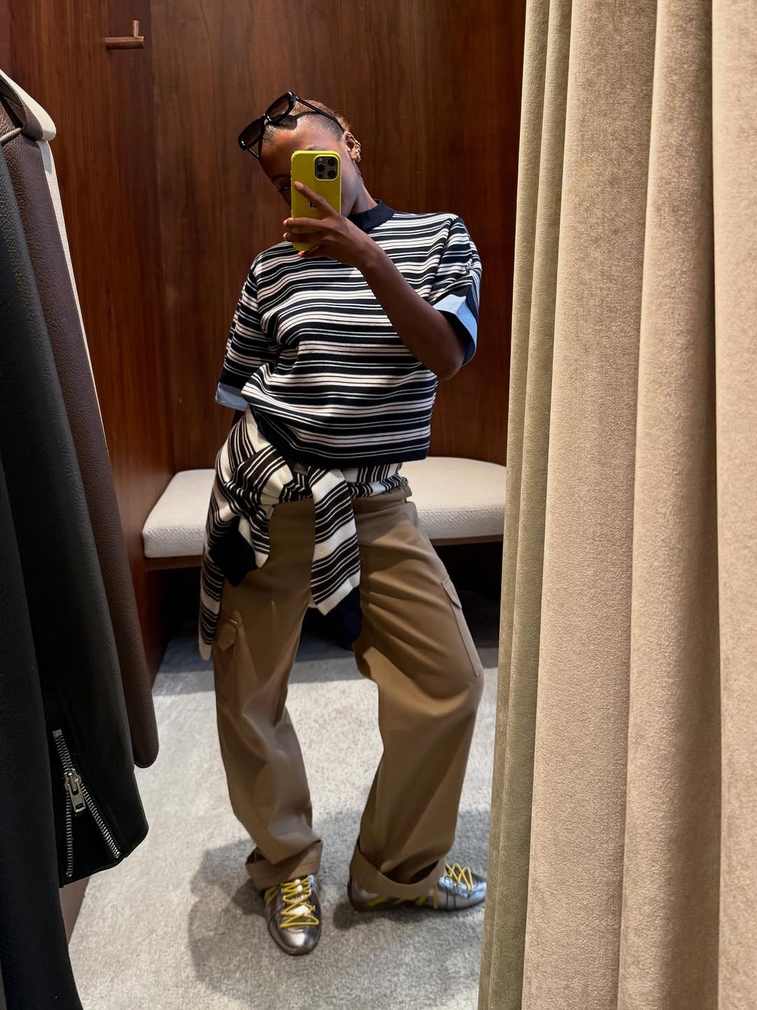 woman wearing sneaker outfit idea 2026