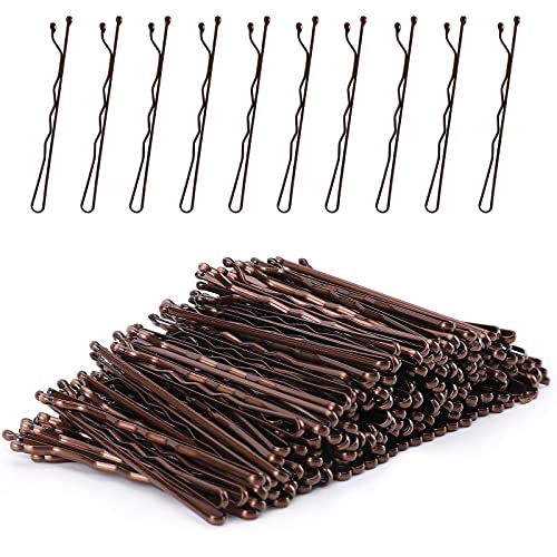 Laicky Bobby Pins, 200count Brown Hair Pins Hair Grips With Box for Women Lady Girls Kids Kirby Grips Invisible Wave Hairgrip Barrette Hair Clips Bulk Hair Accessories (brown 5.2cm)