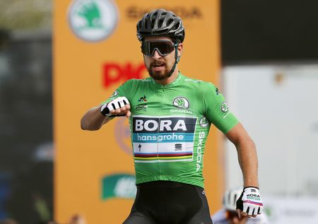 Peter Sagan (Bora-Hansgrohe) celebrates winning the Shanghai Criterium