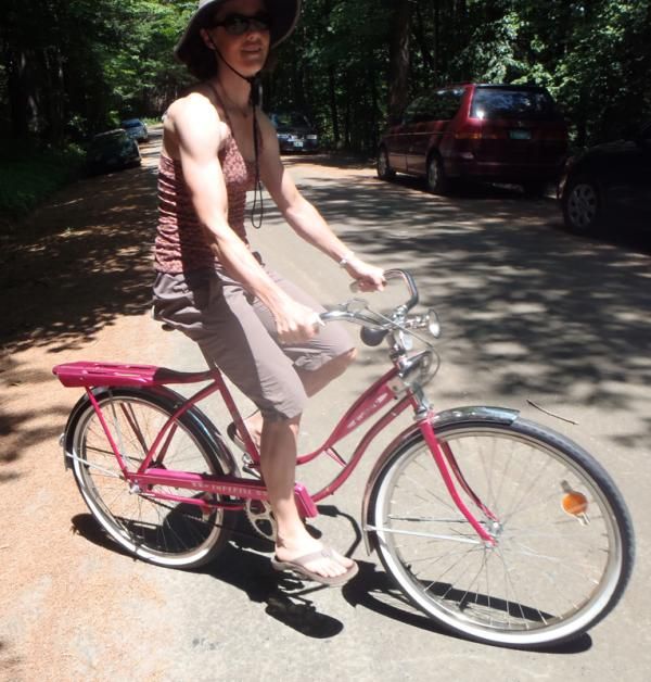 Mary cruises to the 4th of July parade.