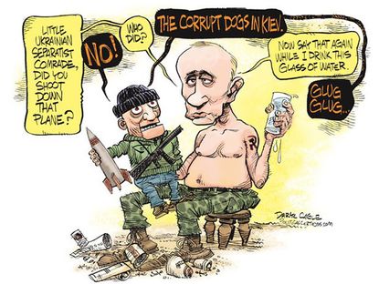 Editorial cartoon Putin plane