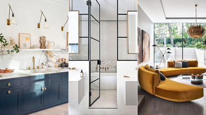 A split image header featuring a kitchen, a bathroom, and a basement conversion