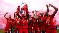 Liverpool FC lifting Premier League trophy after Crystal Palace match &ndash; trophy is in LFC captain Virgil Van Dijk's hands
