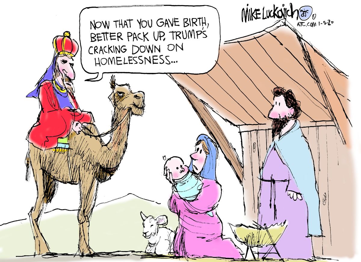 Political Cartoon U.S. Nativity Scene Homeless Crisis Trump | The Week