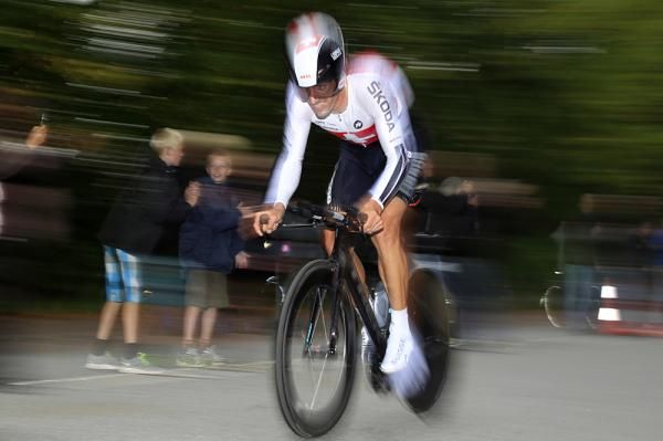 Fabian Cancellara (Switzerland) wasn't able to match Martin's pace.