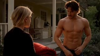 Joe Manganiello in a scene with Anna Paquin from True Blood.
